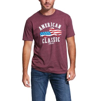 Ariat American Classic - T Shirts DonkerBordeaux Heren - 15781-782